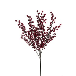 Lot de 8 - Bouquet artificiel de baies d'ilex X5, 74,5 cm - rouge 