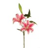 Lot de 12 - Tige artificielle de lys tigré impression 3D toucher réel X2, 73 cm - fuchsia crème 