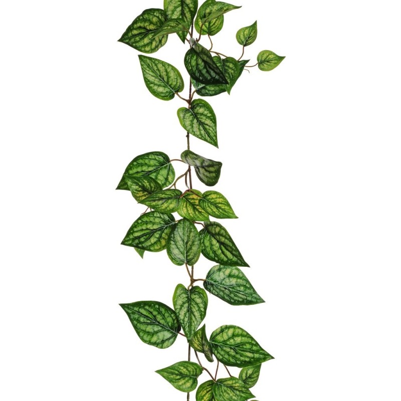 Lot de 6 - Guirlande artificielle de caladium impression 3D toucher réel anti-UV, 150 cm - vert crème 