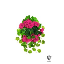 Lot de 6 - Buisson suspendu artificiel de géraniums impression 3D toucher réel anti-UV X9, 51 cm - rose 