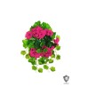 Lot de 6 - Buisson suspendu artificiel de géraniums impression 3D toucher réel anti-UV X9, 51 cm - rose 