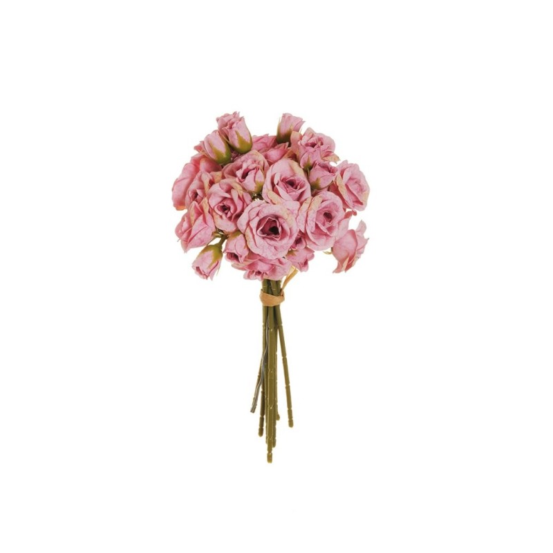 Lot de 12 Mini bouquet de roses frisco x9 avec 18 fleurs de 4,5 cm et 18 boutons, 30 cm artificiel mauve 