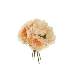 Lot de 12 Bouquet de pivoines x6 avec 6 fleurs ouvertes ø 8,5 cm, 29 cm artificiel écru clair 