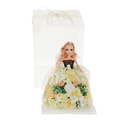 Lot de 12 Poupée en fleurs de savon avec boîte en pvc 22 x 22 x 30,5 cm, ø 21,5 cm, 29 cm artificiel blanc crème saumoné 