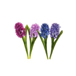 Lot de 24 Hyacinthe avec 2 feuilles, 32 cm artificiel bleu 