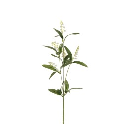 Lot de 36 Tige de lys de la vallée x3 avec fleurs en plastique et 7 feuilles, 56,5 cm artificiel crème 