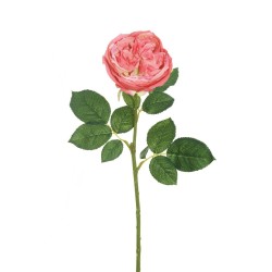 Lot de 24 Rose cabbage avec 3 feuilles, tête ø 10 cm, 64 cm artificielle rose 