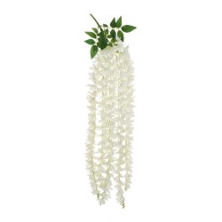 Lot de 12 Branche suspendu de fleurs d'été avec 5 groupes de fleurs l 80 cm, 106 cm artificiel blanc n° 1 